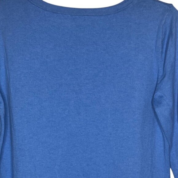 Talbots 100% Cotton Knit Intarsia Sweater Eiffel Tower Motorbike - Blue - S - Picture 8 of 10